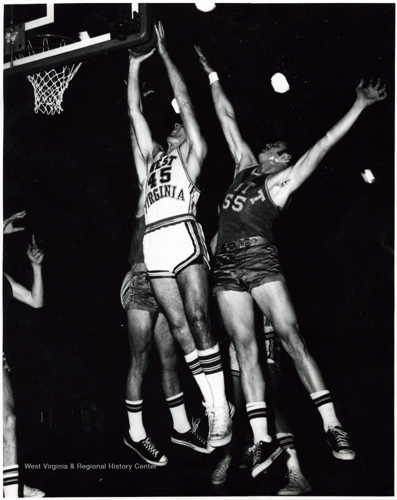 WVU Basketball Player Dick Symons (45) vs. Pittsburgh - West Virginia  History OnView | WVU Libraries