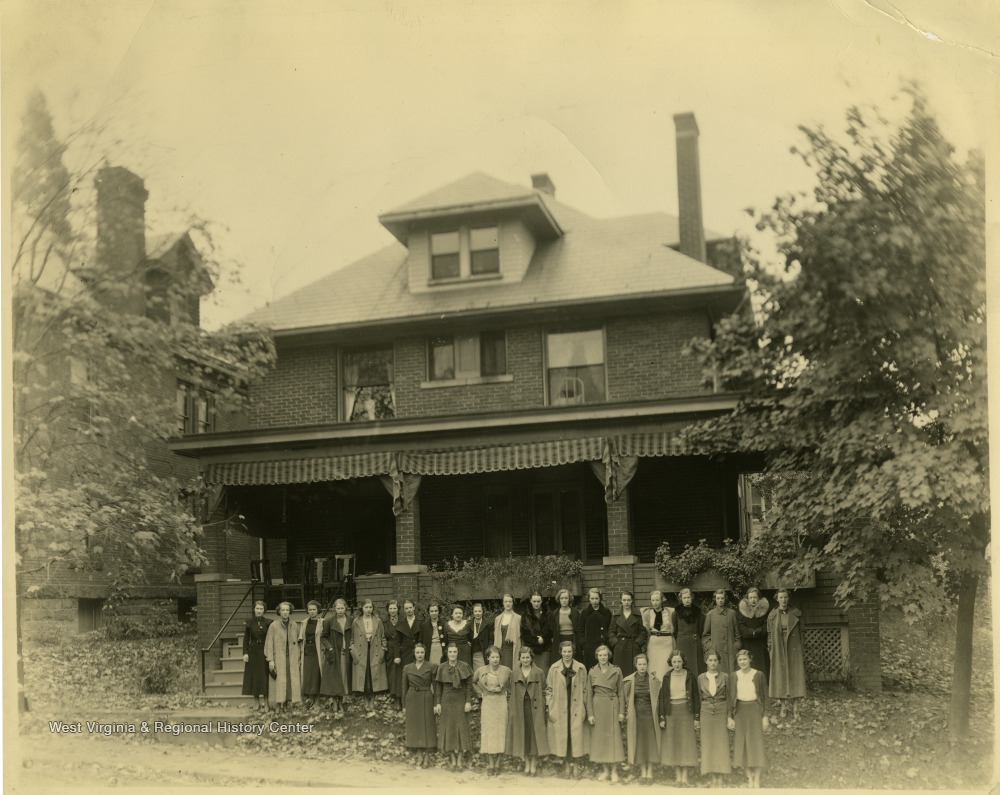 Chi Omega Sorority in front of their House Morgantown W. Va