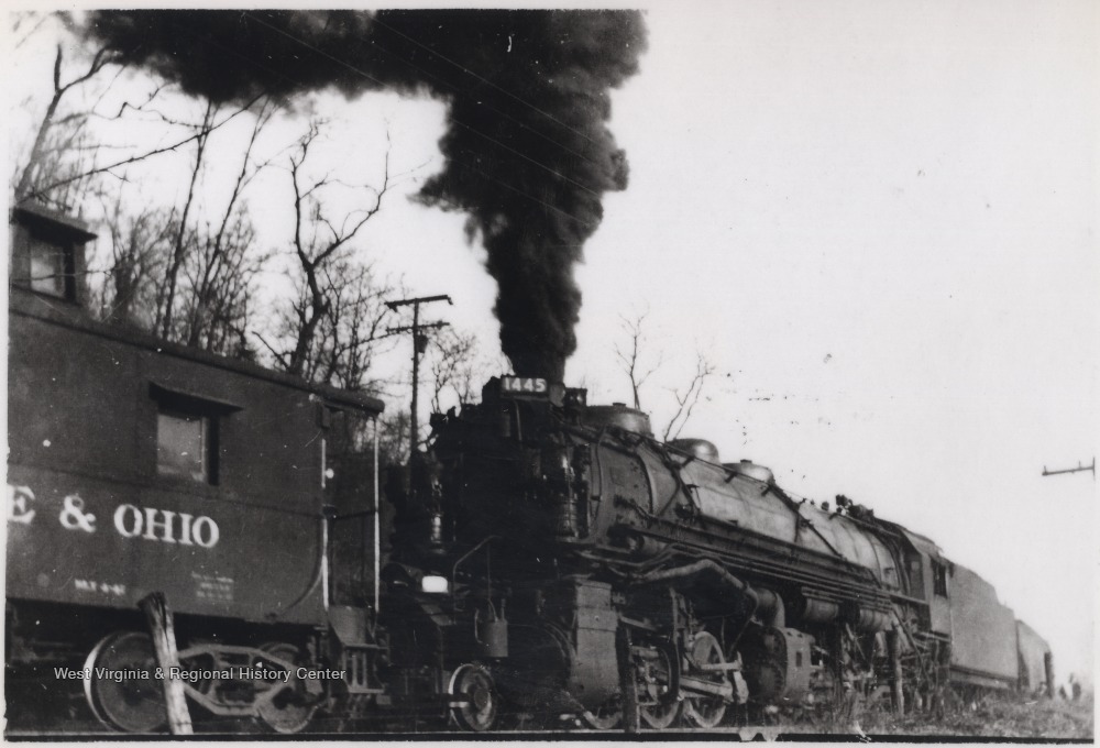 C. & O. Engine No. 1445 On Rear End of Coal Train Pulled by Engine