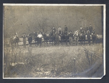 Lumber crew poses with horses.  Near Diana, W. Va.  
