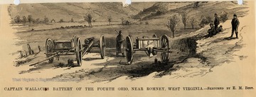 Sketch of two cannons and soldiers.