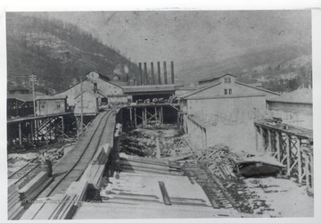 Lumber mill in operation.