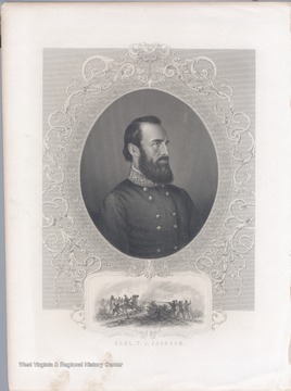 Portrait of Stonewall Jackson as well as a depiction of him being mortally wounded made from an ambrotype from Matthew Brady.