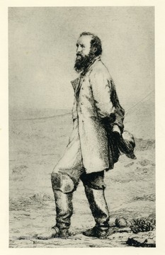 Drawing of Stonewall Jackson walking and carrying his cap.