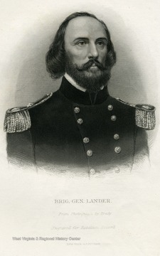 Engraved portrait of Brigadier General Lander for the Rebellion Record.