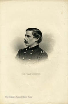 An engraving of General Frank Washburn by A.H. Ritchie.