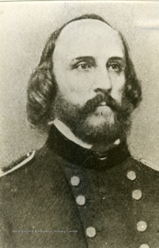 Portrait of Brig. General Frederick W. Lander, who served with distinction in many western (West) Virginia campaigns and others including the Romney Expedition, refusing to surrender Hancock, Md. to Stonewall Jackson and  personally leading a successful charge at Bloomery Gap. He died two weeks after the battle in March 2, 1862.  See West Virginia Collection Pamphlet 6610 and Boyd Stutler's 'WV in the Civil War.'