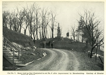 Caption reads, 'Cut No. 7.  Same road as that illustrated in cut No. 6 after improvement by Macadamizing. Courtesy of Director James H. Stewart.'
