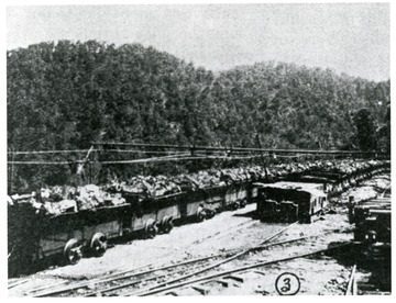 Filled coal carts leaving the mines in Carbon, W. Va.