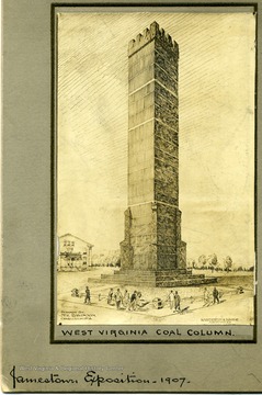 Drawing of the West Virginia Coal Column at the Jamestown Exposition, 1907.