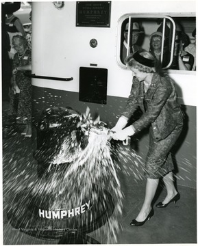 Margaret Humphrey christens the  towboat, "Humphrey".