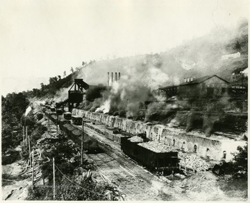 This is a view of the Bee Hive Coke Ovens at Mine No. 63, Monongah, W. Va.