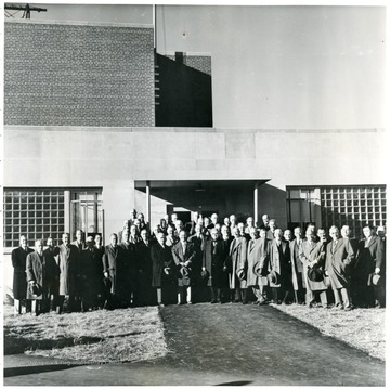 Coal officials posing for a group portrait during a Consolidation Coal Co. Inspection trip.