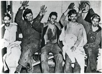 Group portratit of 'Five miners who lived to tell the story'