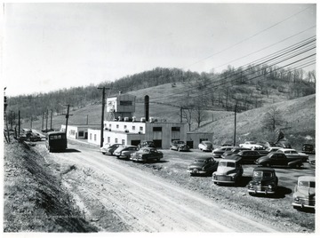 Coal facility with many cars parked outside at Jamison No. 9 Mine