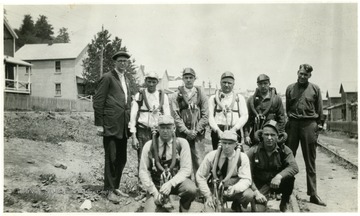 Mr. McDowell, first from left, and the Miners Rescue team at Thomas, W. Va.