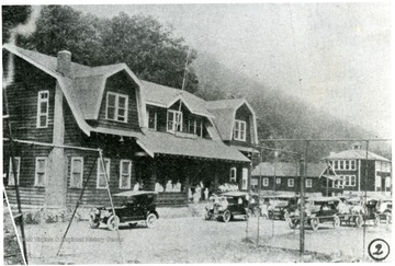 'Modern Y.M.C.A. and recreation building; teacherage; and consolidated school building. Carbon is where the first Y.M.C.A in a bituminous field in the U.S. was established.' Picture was taken from an article in the West Virginia Review by C.A. Cabell, President of Carbon Fuel Company, titled 'Building a Mining Community'. Picture is on page 209 of the April 1927 issue.