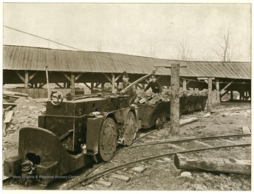 Twelve ton electric motor was used for hauling coal from the mines to the tipple. Merchants' Coal and Coke Co.'s at Tunnelton, Preston Co., W. Va.