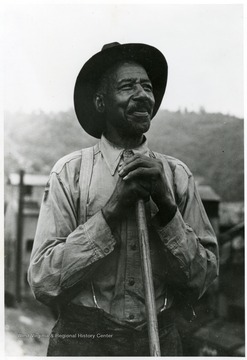 Portrait of an African-American miner who has been mining for 56 years.