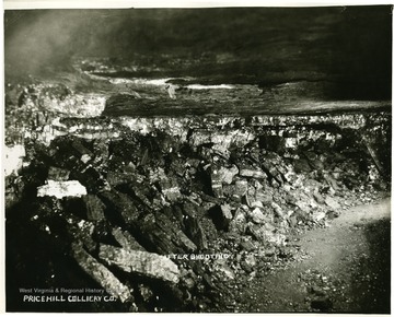 Pile of coal in mine after shooting it down.
