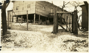 View of barracks on snowy hill in Shinnston, W. Va.
