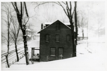 Store building in the snow.