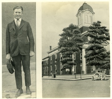 'Bill Blizzard, Left, and the Charles Town courthouse where old John Brown and 'General' Bill Blizzard were tried for treason.'