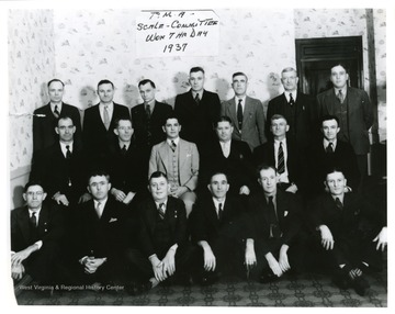 A group portrait of the Progressive Mine Workers' Scale Committee that won the rights for a seven hour working day in 1937.