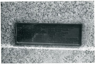Joe Ozanic's name is on the top right of the plaque commemorating members of the Mother Jones monument committee.