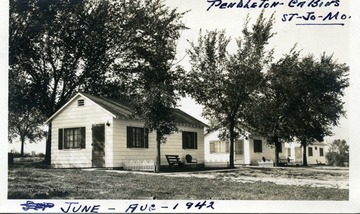 Close-up view of several Pendleton Cabins. Jun - Aug 1942.