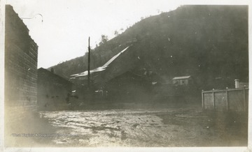 Muddy road at a coal company.  Photograph from Joe Ozanic scrapbook.