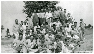 Group portrait of volunteer workers at Mother Jones Memorial, Miner's Cemetery, Mt. Olive, Illinois.