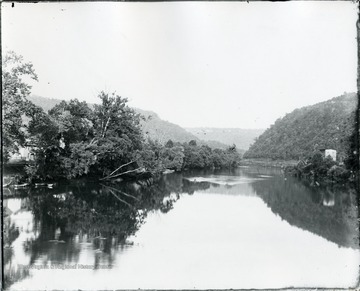 Greenbrier River from Bridge at Alderson.  House visible on the shore.  