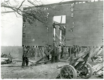 Men at work on the community building.