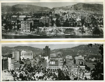 View of Charleston Business District, Charleston, West Virginia in 1890 (Top;) View of Charleston Business District, Charleston, West Virginia in 1941 (Bottom.)