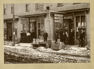 People and goods in front of George H. Coffman Store in Elkins, West Virginia; See W. Va. Gazeteers 1903-04; 1923-24.