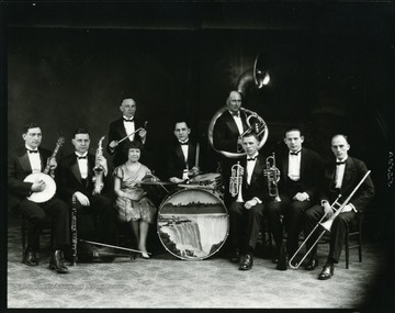 Group portrait of members of Morgan's Orchestra holding their instruments.