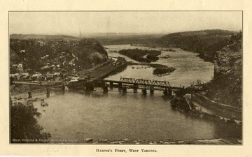 Aerial view of Harpers Ferry in Jefferson County, West Virginia.