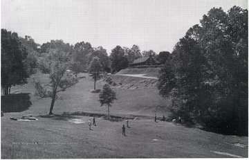 People playing baseball at Camp Mad Anthony Wayne.