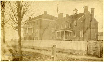 'Old Lewisburg Academy of 1812 and Lewisburg Female Institute Dormitory in 1876.  The first dormitory for Mrs. Tipping 1875-1876.'