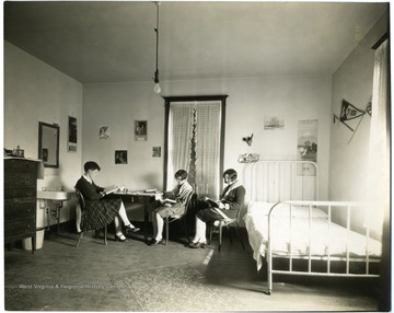 Interior view of dormitory room at St. John's School, Martinsburg, W. Va.