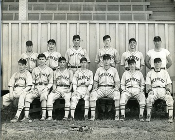 Group portrait of the Shepherd College Baseball team.
