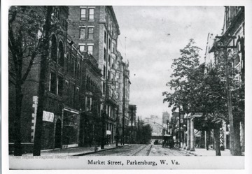 Postcard of Market Street in Parkersburg, West Virginia.