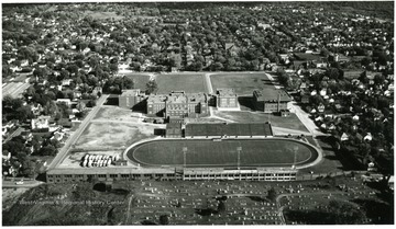 Aerial view of P.H.S. and football field.