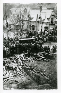 Quincy Hill Tank Disaster in Parkersburg, West Virginia. The disaster took place at the corner of 10th and Avery Street.