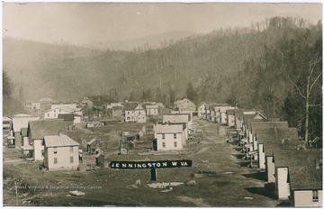 Elevated view of the lumber company town of Jenningston.