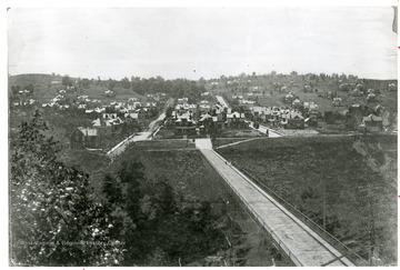 'A view of South Park from the Pleasant Street bridge, circa 1902. Note that Cobun Street dead-ends at Park Street.'