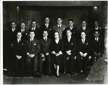 'Campus organizations provided a link with Morgantown's religious community. The Hillel Foundation's members posed for a 1930 portrait.'