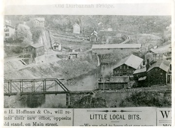 A view of the Old Durbannah Bridge in Morgantown, West Virginia from a newspaper article.