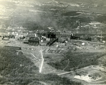 From a distance, the Olin Mathison Plant in Morgantown, W. Va. Next to the River. 